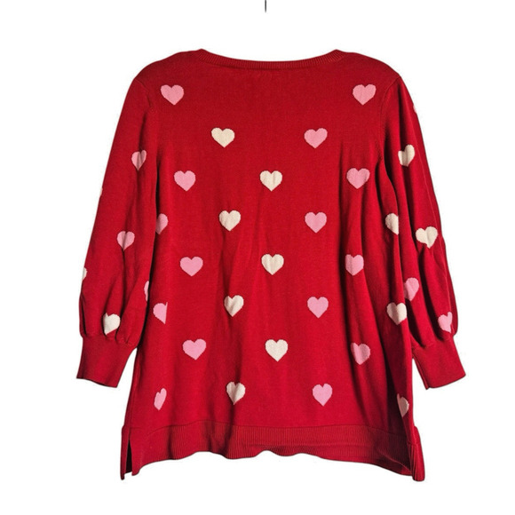 Adrianna‎ Papell Sz XL Crewneck Sweater Hearts Coquette Feminine Cottagecore - Picture 2 of 7